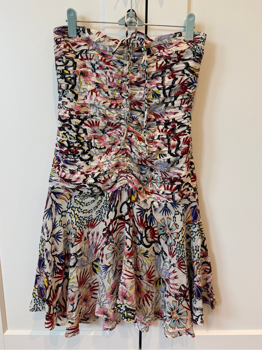 Maria Cher Humahuaca Uriel Short Silk Strapless Dress Small